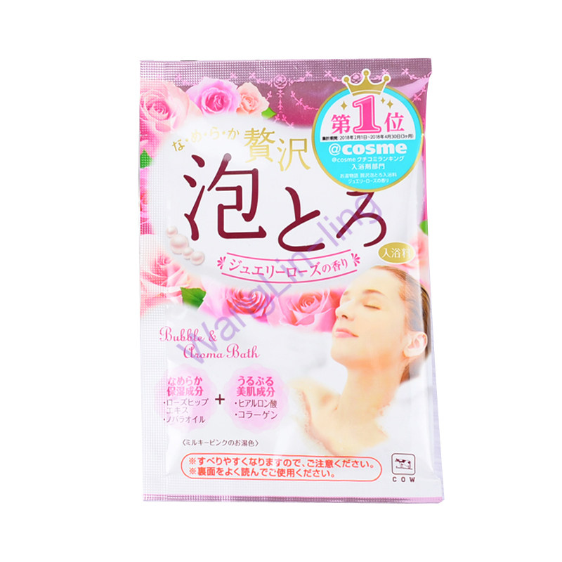 日本 COW 牛乳石碱 牛奶玫瑰香美白保湿泡泡入浴剂 30g