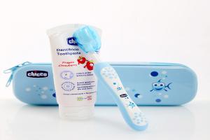 意大利 Chicco 智高 儿童可食用吞咽牙膏牙刷套装 蓝色