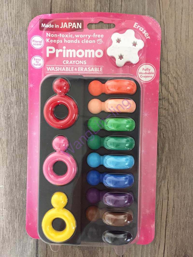 日本 Primomo 可水洗无毒防误食 戒指造型幼儿蜡笔 12色