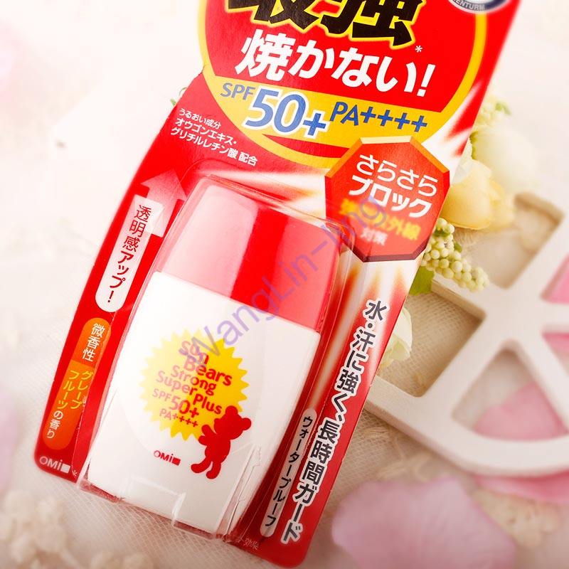 日本 Omi 近江兄弟社 小熊超级防晒乳液 SPF50 30ml 柚子香 红色