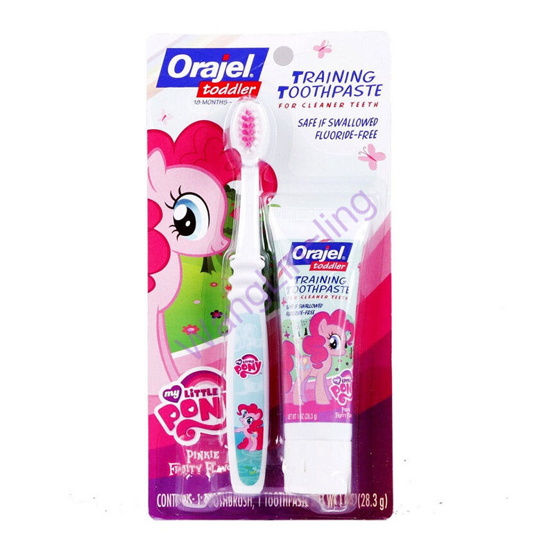 美国 Orajel 欧乐 儿童无氟可吞咽牙膏牙刷套装 小马宝莉 28.3g 1-4岁