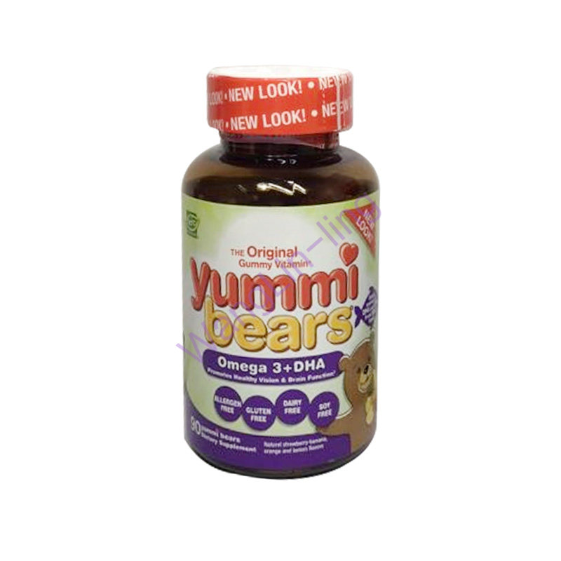 美国 Hero Nutritional Products Yummi Bears 小熊软糖 欧米茄-3+DHA 天然水果味 90粒