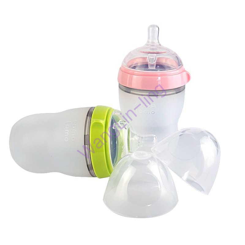 韩国 Comotomo 可么多么 宽口硅胶奶瓶 绿色二滴流量250ml+粉色二滴流量250ml