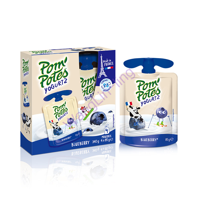 【一般贸易】法国 Pom Potes 法优乐酸奶 4连包-蓝莓味85g*4
