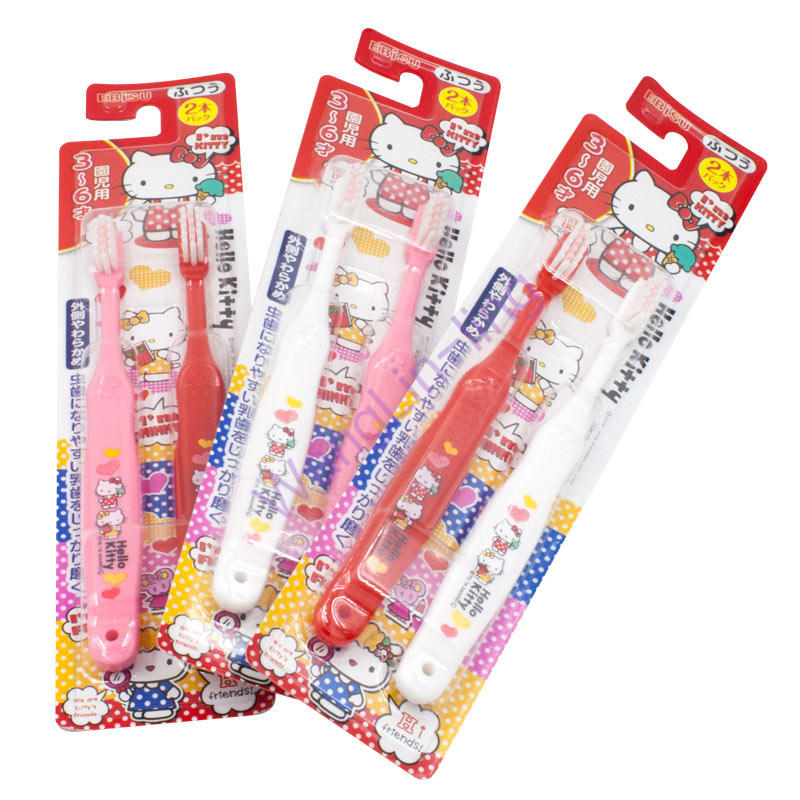 日本 Ebisu 惠比寿 Hello Kitty 图案 儿童训练牙刷 两支装 3-6岁