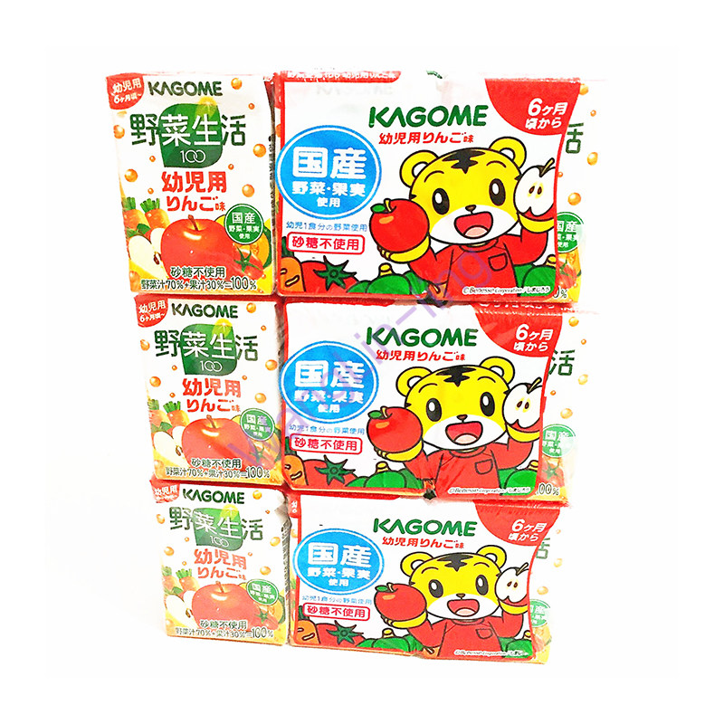 日本 Kagome 巧虎 100%天然苹果蔬菜汁 100ml x3