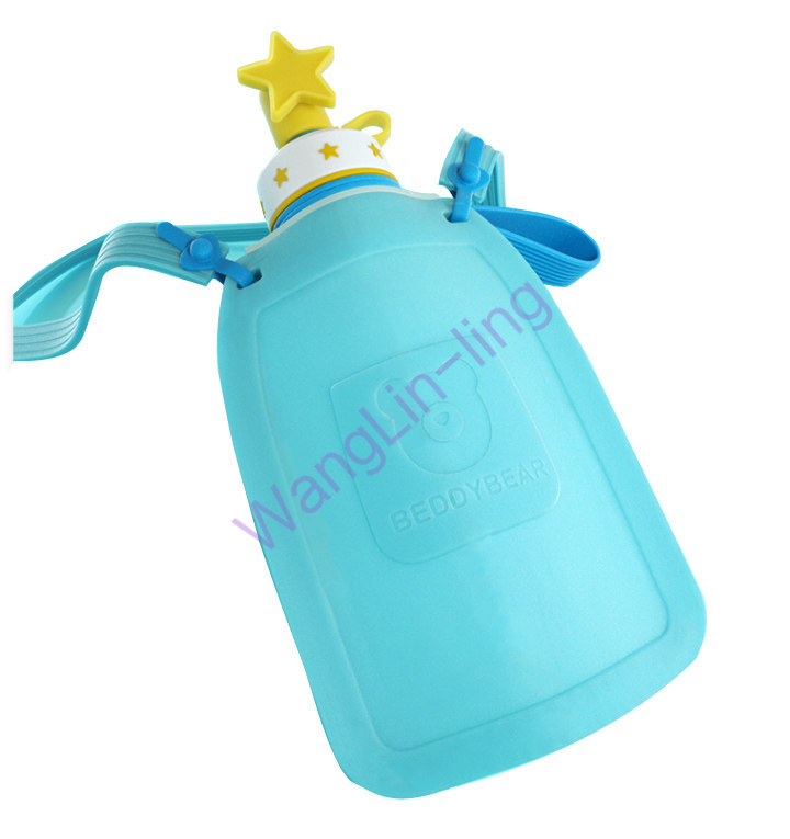 韩国 Beddybear 杯具熊 儿童折叠便携硅胶水壶 蓝色 350ml