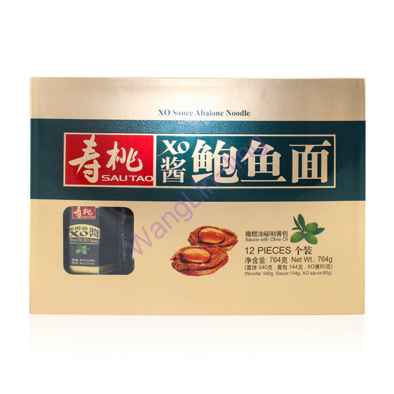 香港 寿桃牌 礼盒装鲍鱼面 12个装 684g 144g酱包