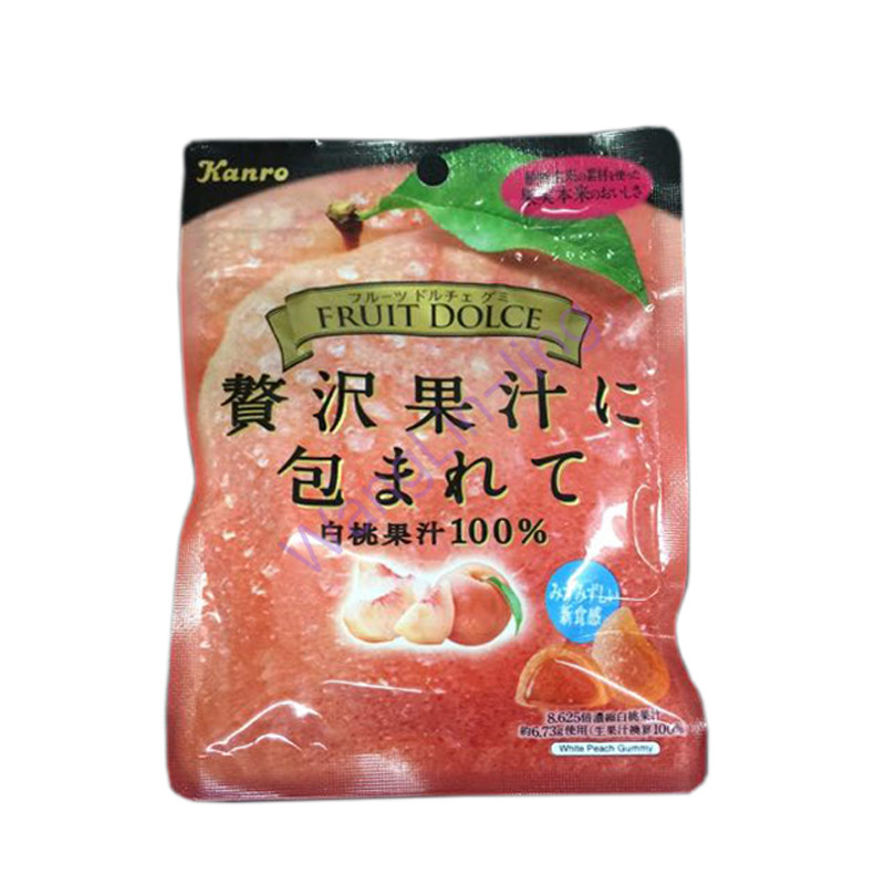 日本 Kanro Pure 白桃果汁味软糖 58g