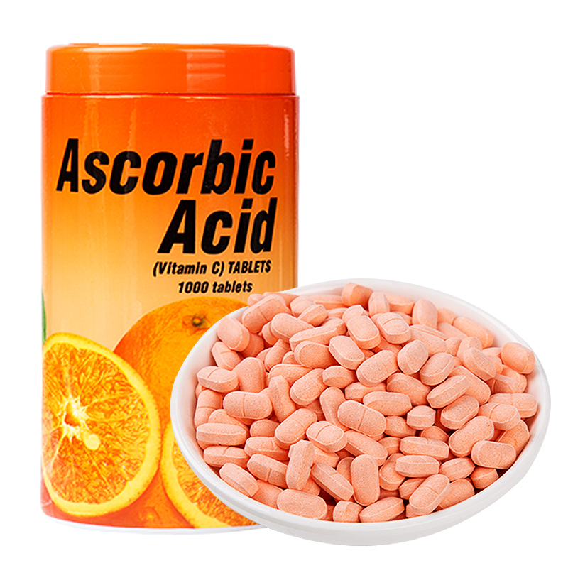 泰国 Ascorbic Acid VC橙味水果味维生素C片 1000粒