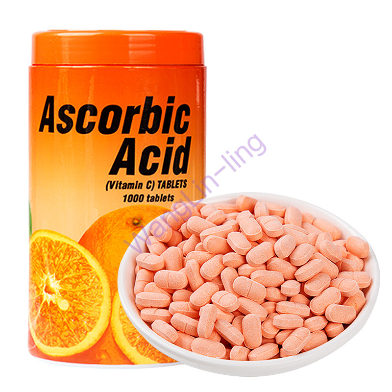 泰国 Ascorbic Acid VC橙味水果味维生素C片 1000粒