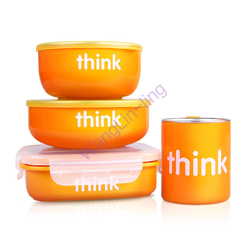 【20190926检查管家停用】美国 Thinkbaby 不锈钢餐具4件套 橙色