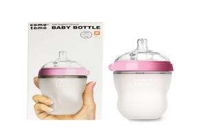 韩国 Comotomo 可么多么 宽口硅胶奶瓶 粉色 二滴流量 250ml