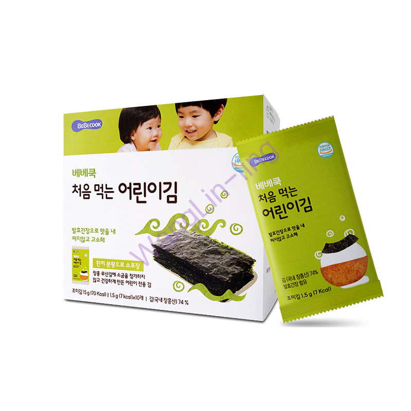 韩国 BebeCook 有机原味海苔 1.5g*10包 1岁以上