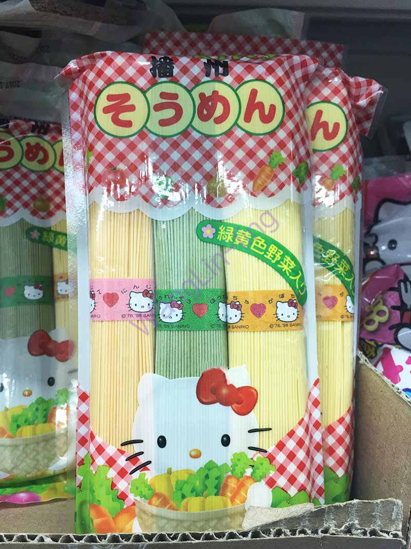 日本 Kanesu 咔内滋 Hello Kitty 多彩三色蔬菜宝宝面条 300g