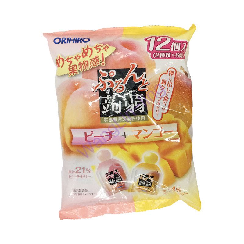 日本 Orihiro 蒟蒻果冻 白桃+芒果味 12个装