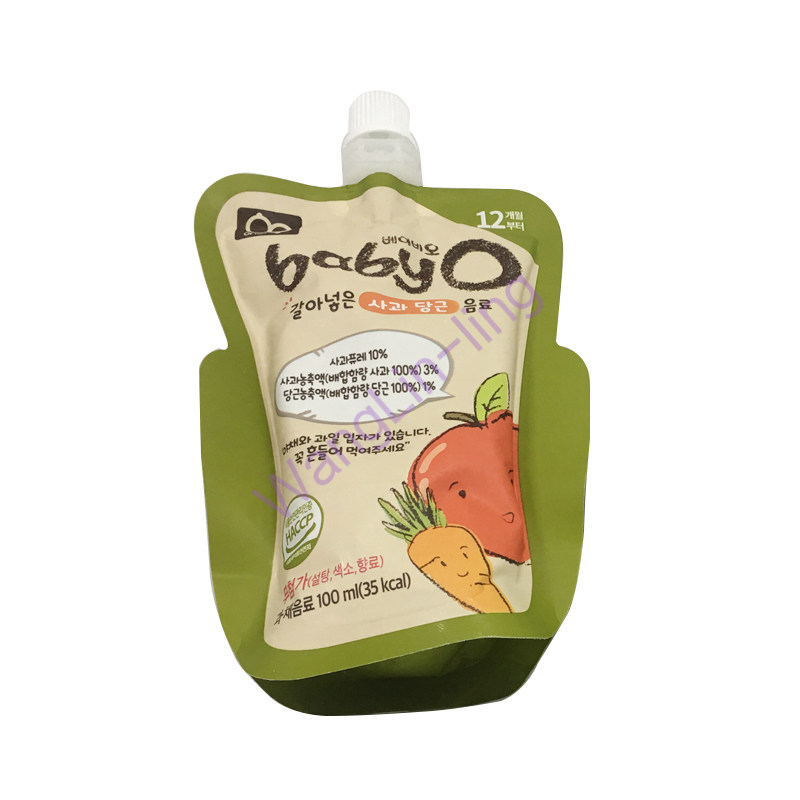 韩国 BabyO 菜蔬+果蓉2合2纤维营养饮料(苹果+胡萝卜) 100ml