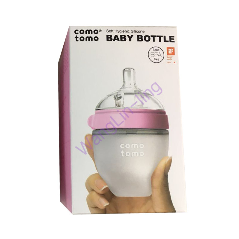 韩国 Comotomo 可么多么 宽口硅胶奶瓶 一滴流量150ml 粉色